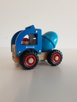 Blue wooden cement truck