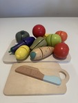 Wooden Play Food Cutting Fruits and Veggies Toys