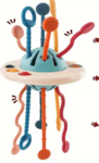 1464: UFO Food Grade Silicone Push & Pull String Activity Toy 