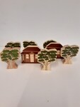 Wooden house and tree set