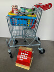 Shopping Trolley, Cash Register, Shopping Basket & Grocery Bundle