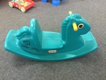 Rocking Horse - aqua blue yellow handles