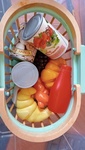 Wooden Basket with Assorted Foods