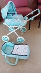 Dolls Pram and Carrier - Blue
