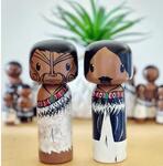 Extra Large 15cm Kokeshi Style Māori Peg Couple 