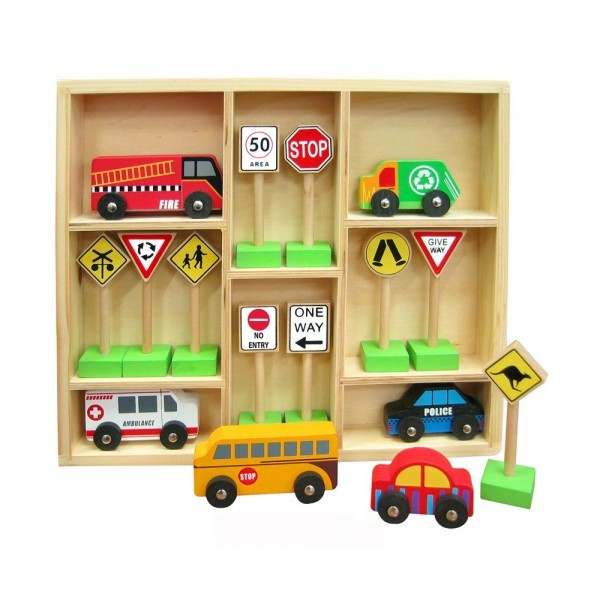 3022: Fun Factory Wooden Cars & Traffic Signs Set