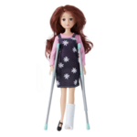 Doll with crutches and leg cast