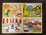 Four 16 piece wooden puzzles