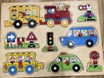 Transport vehicles and signs 9 piece peg puzzle