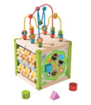 Wooden shape sorter and activity cube