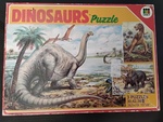 Three dinosaurs puzzles with various number of pieces