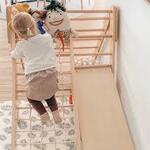Wooden climber and slide set