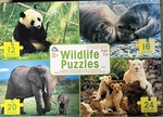 Four Wildlife puzzles with various number of pieces