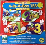 Four number puzzles with various number of pieces