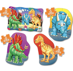 Four Dinosaur puzzles with various number of pieces