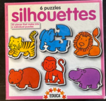 Six silhouette puzzles