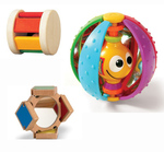 Baby toys - flip flap mirror, roller, spin ball