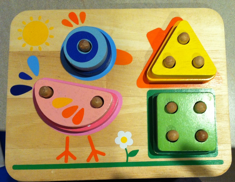 E009: Wooden Stacking Peg Chicken & House Puzzle