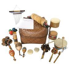 M33: Wicker basket containing musical instruments