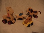 Wooden toys on wheels