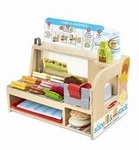 Wooden slice and stack sandwich counter