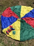 Large parachute with animal bean bags