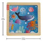 Wooden Jigsaw Puzzle Ocean Sea Theme for Toddlers & Preschool Kids, 9 Wood Pieces