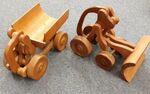 Wooden Bulldozer and Dump Truck