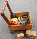 Wooden trolley with blocks