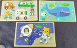 Wooden puzzle set- 3x 24 pieces
