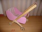 Pink Wooden Doll`s Pram