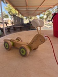 Wooden pull along creature