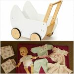 Wooden Pram & Doll Set