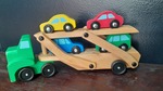 Melissa & Doug Car Carrier Wooden Toy Set Semi with 4 cars