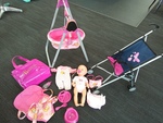 DOLLS PLAYSET (SWING & STROLLER)