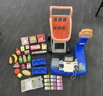 SUPERMARKET WITH FOOD & RED TROLLEY