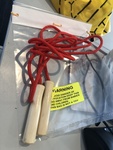 RED SKIPPING ROPE WITH WOODEN HANDLES