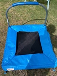 Blue Trampoline with handle and cover