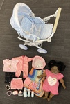 H107: AFRICAN AMERICAN SUM SUM DOLL WITH PRAM