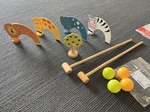 S2: WOODEN ANIMAL CROQUET SET