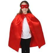 R113:  Super Hero Satin Cape & Eye Mask Set - Red