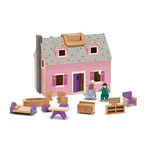 Fold and Go Pink Wooden Dollhouse