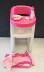 Dolls Pink High Chair & Accessories