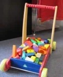 Wooden Trolley with Shaped Coloured Blocks #3