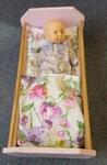Baby Doll & Pink Wooden Crib