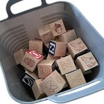 Alphabet blocks with basket