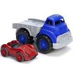 Flatbed truck and race car