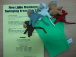 Five little monkeys, hand puppet