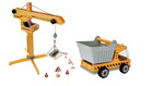 WOODEN CRANE AND DUMPER TRUCK