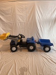 Blue Tractor Ride-on With Trailer